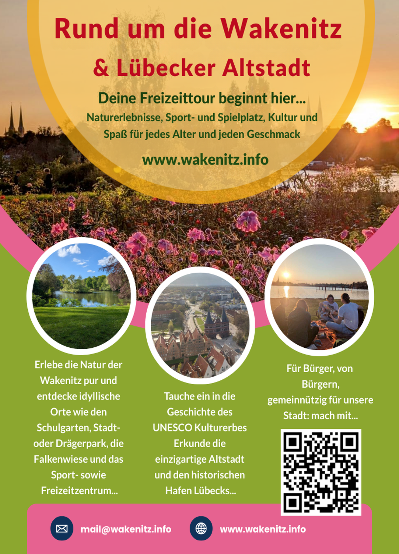 Flyer Rund um die Wakenitz und FgBBB e. V. Vorderseite. Mach einfach mit.